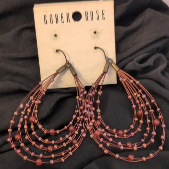 Robert Rose Jewelry - Robert Rose Rose-Pink Multi-Strand Beaded Hoop Boho  Earrings